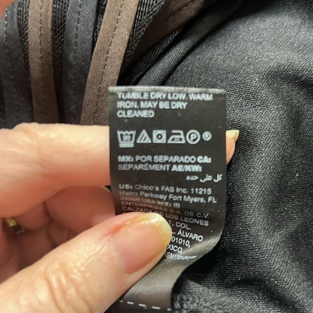 Chicos Travelers Neutral Swirl Strip Jacket - Picture 7 of 7